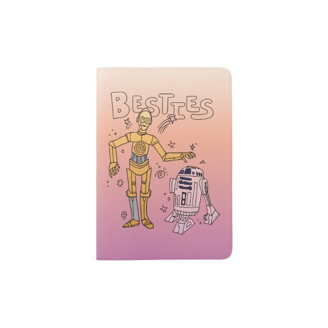 Besties C-3PO & R2-D2 Cartoon Doodle Passport Holder (Front)