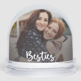 Besties Calligraphy Script Photo Snow Globe