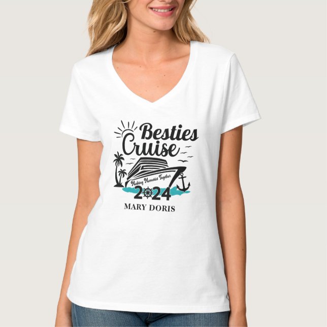 Besties Cruise Friends Vacation T-Shirt (Front)
