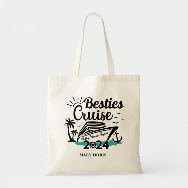 Besties Cruise Friends Vacation Tote Bag (Front)