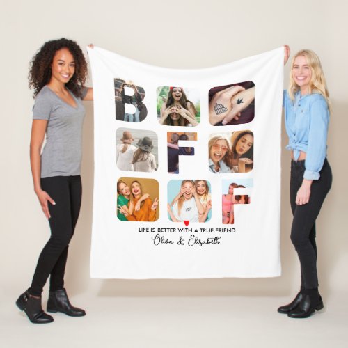 Besties Custom Photo Collage BFF Gift Cute Unique Fleece Blanket