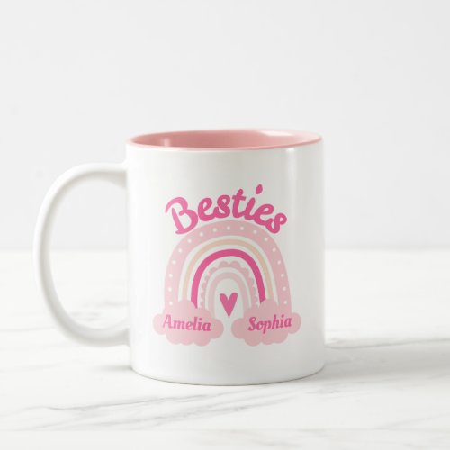 Besties Custom Photo & Name  Two-Tone Coffee Mug