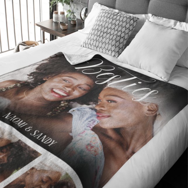 Besties Customized Photo Collage Sherpa Blanket (Creator Uploaded)