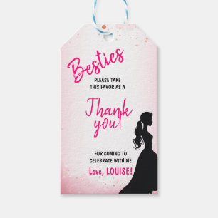 Besties Doll Pink Glitter Party Gift Tags