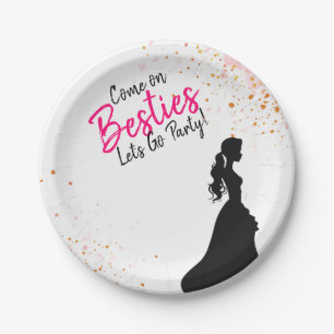 Besties Doll Pink Glitter Party Paper Plates