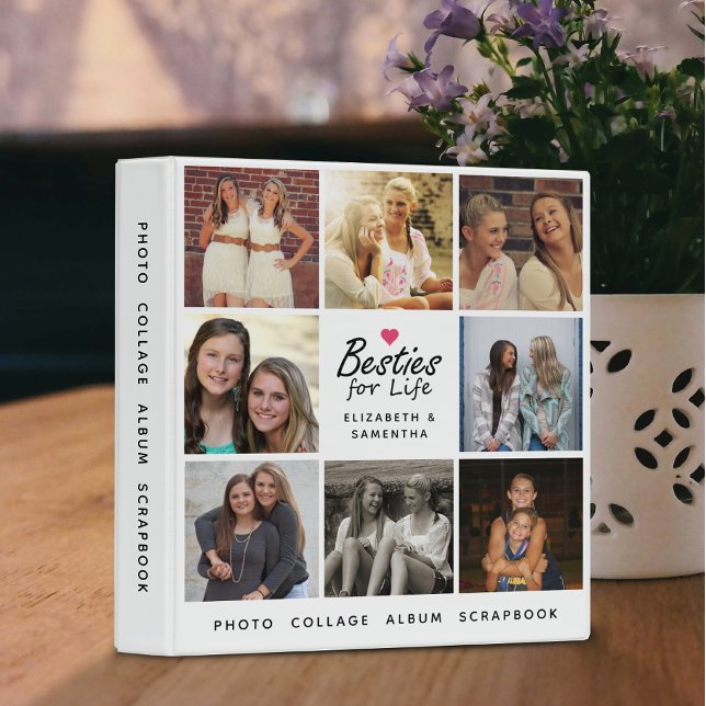 Besties For Life Best Friends Photo Collage Album 3 Ring Binder (Creator Uploaded)