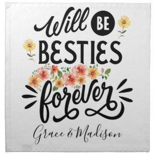 Besties for Life BFF Friends Forever Gift Cloth Napkin