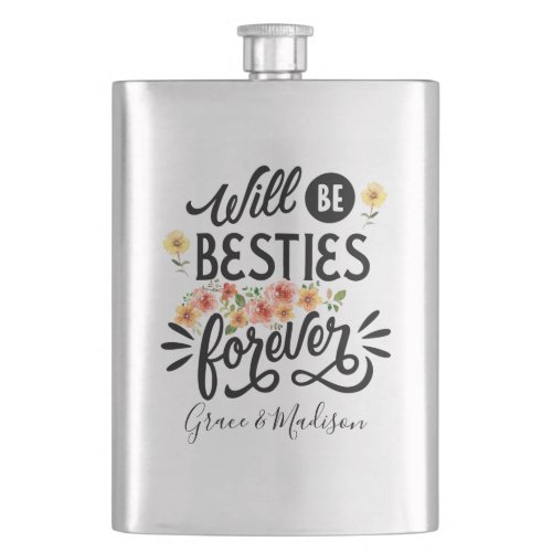 Besties for Life BFF Friends Forever Gift Flask