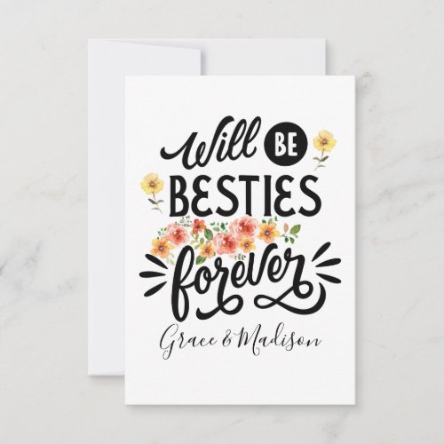 Besties for Life BFF Friends Forever Gift Thank You Card