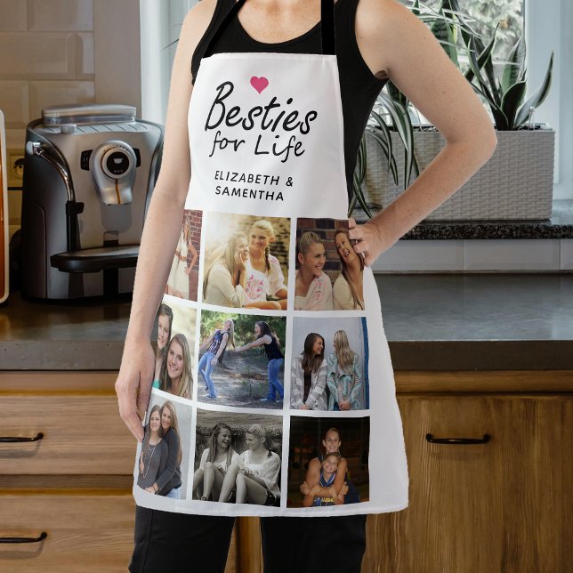 Besties for Life Script Best Friends Photo Collage Apron (Creator Uploaded)