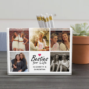 Besties For Life Script Best Friends Photo Collage Block