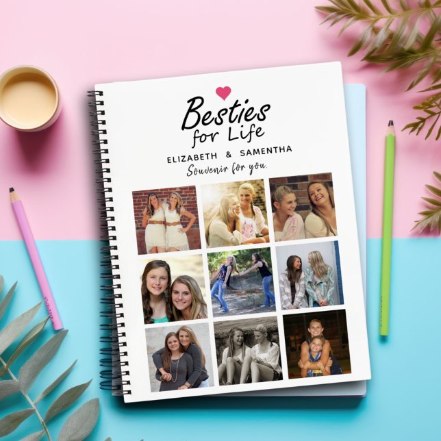 Besties for Life Script Best Friends Photo Collage Notebook (Creator Uploaded)