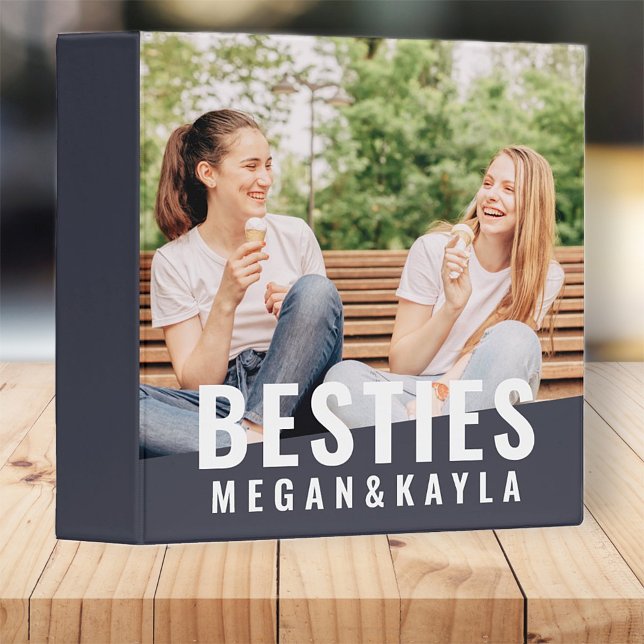 Besties Forever Best Friends BFF Modern Chic Photo 3 Ring Binder (Creator Uploaded)