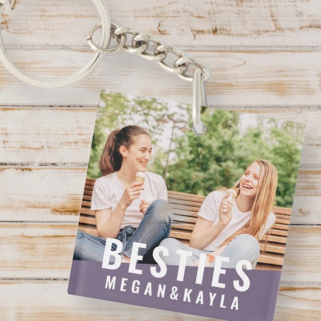 Besties Forever Best Friends BFF Modern Chic Photo Keychain (Creator Uploaded)
