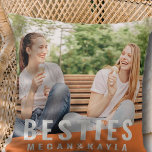 Besties Forever Best Friends BFF Modern Chic Photo Throw Pillow<br><div class="desc">This simple and modern design is composed of sans serif typography. Add custom photo of you and your best friend.</div>