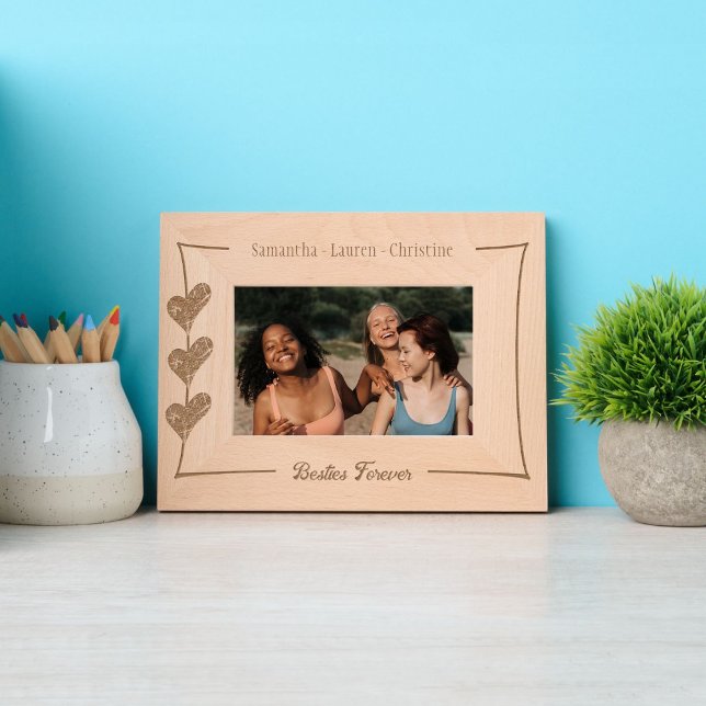 Besties Forever Best Friends Hearts Custom Names Engraved Frames (Creator Uploaded)