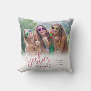 Besties Forever Best Friends Horizontal Photo Throw Pillow