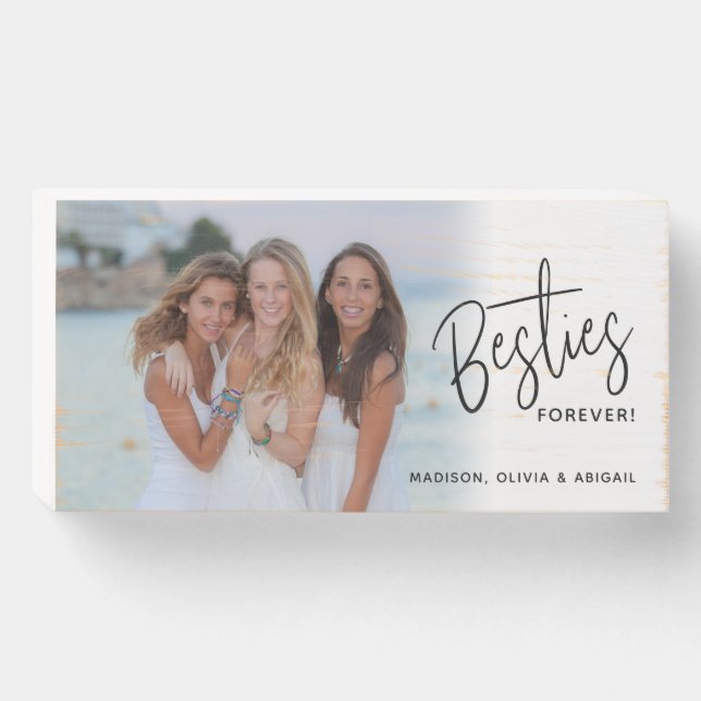 Besties Forever Best Friends Photo Wooden Box Sign (Front Horizontal)