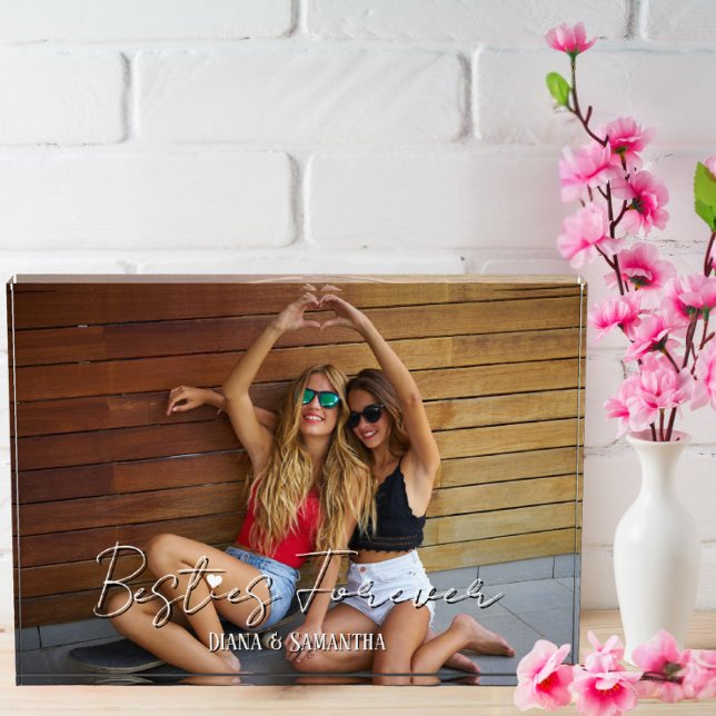 Besties Forever, BFF Photo, Modern, Cute Custom Photo Block (Creator Uploaded)