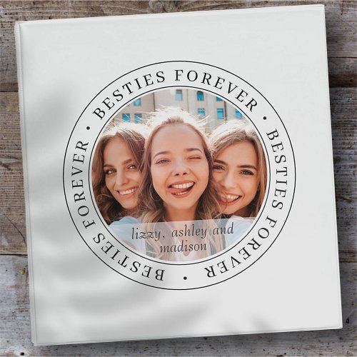 Besties Forever BFF Simple Modern Custom Photo 3 Ring Binder