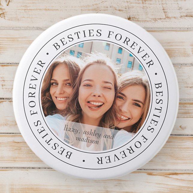 Besties Forever BFF Simple Modern Custom Photo Button (Creator Uploaded)