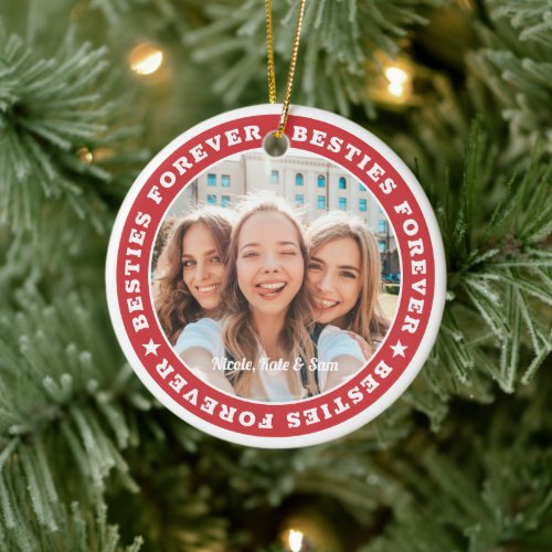 Besties Forever BFF Simple Modern Custom Photo Ceramic Ornament