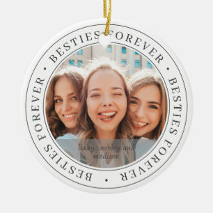 Besties Forever BFF Simple Modern Custom Photo Ceramic Ornament