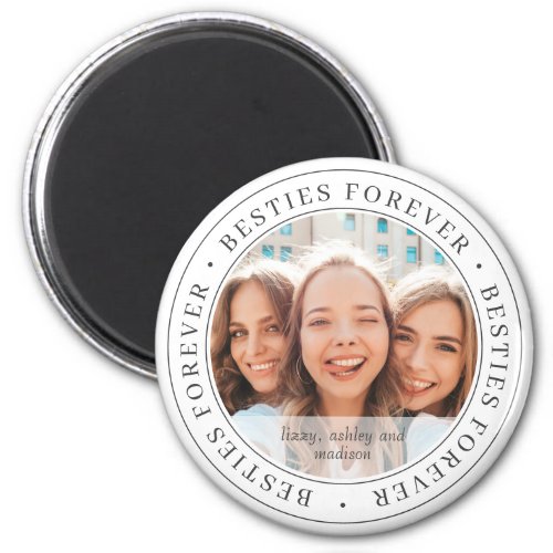 Besties Forever BFF Simple Modern Custom Photo Magnet