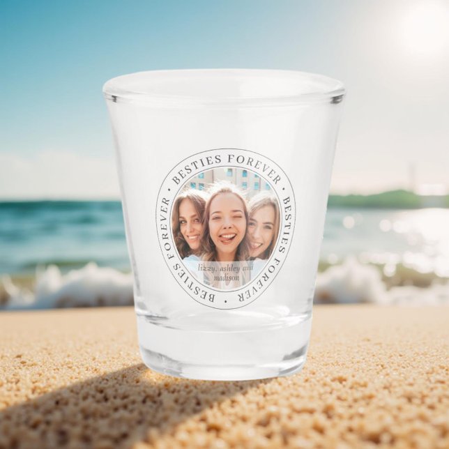 Besties Forever BFF Simple Modern Custom Photo Shot Glass (Creator Uploaded)