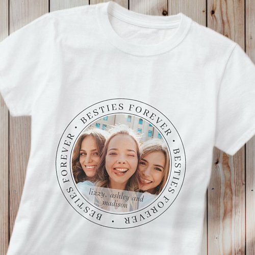 Besties Forever BFF Simple Modern Custom Photo T_Shirt