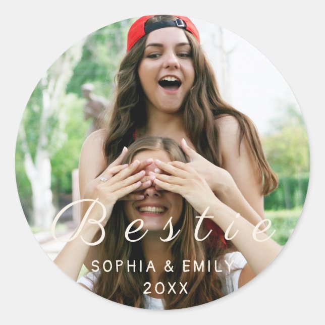Besties Forever – Custom Photo & Name Sticker (Front)