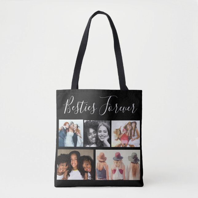 Besties Forever Five Photos Collage Personalized  Tote Bag (Front)
