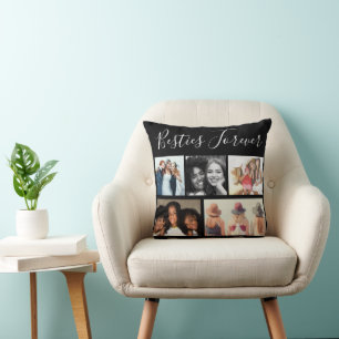 "Besties Forever Five Photos Collage Throw Pillow