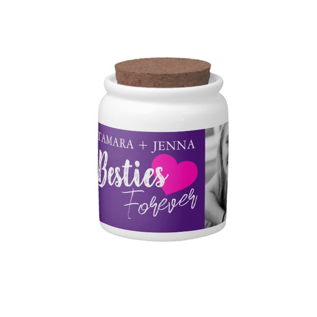 Besties Forever heart two photos custom Candy Jar (Front)