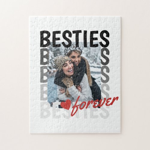 Besties Forever Ombre Typography Photo Overlap Jigsaw Puzzle