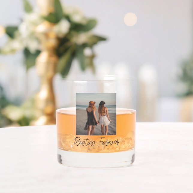 Besties Forever One Photo Whiskey Glass (Insitu (Wedding))
