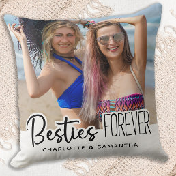 Besties Forever Personalized 2 Photo Best Friends Throw Pillow
