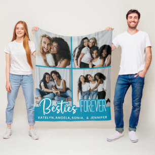 Besties Forever Personalized 4 Photo Collage Fleece Blanket