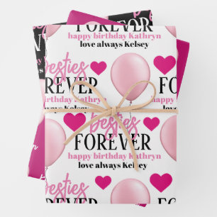 Besties Forever Personalized Wrapping Paper Sheets