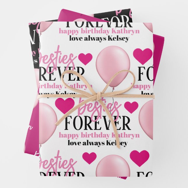 Besties Forever Personalized Wrapping Paper Sheets (In situ)
