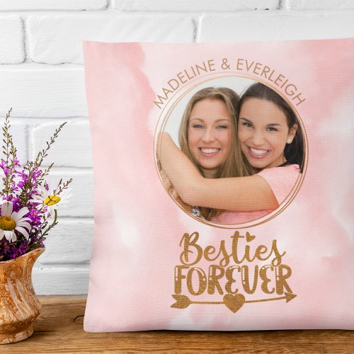 Besties Forever Photo Best Friends Throw Pillow