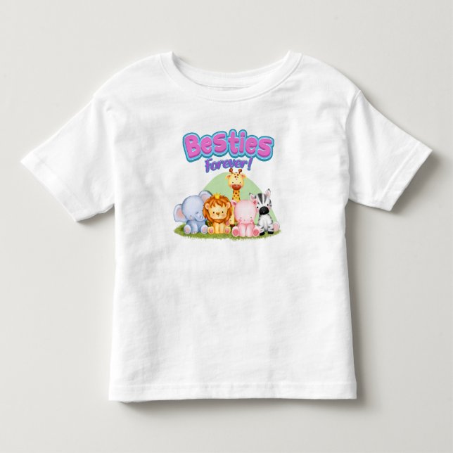 Besties Forever T-Shirt: Cute Safari Animals Toddler T-shirt (Front)