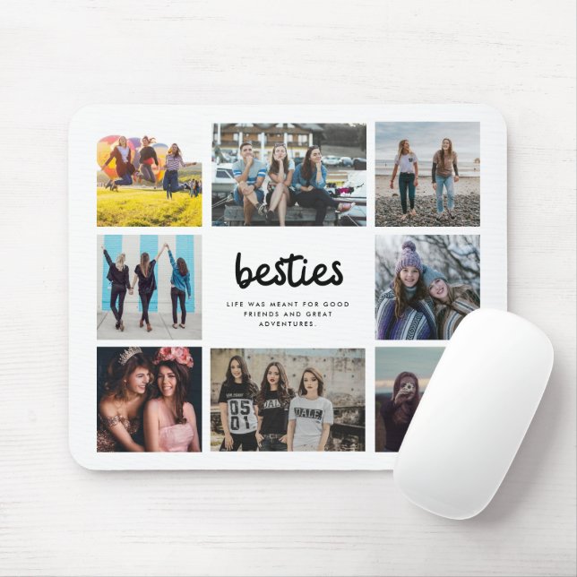 Besties Friend Quote Eight Photo Collage Mouse Pad (With Mouse)