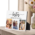 Besties Friends 3 Photo Friendship Collage  Plaque<br><div class="desc">Celebrate your friendship with the Besties Friends 3 Photo Collage Plaque. This personalized keepsake features a beautifully arranged collage of three cherished photos, capturing unforgettable moments shared with your best friends. Crafted from high-quality materials, it’s perfect for displaying on a desk, shelf, or wall. The heartfelt design adds a loving...</div>