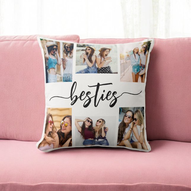 Besties Friends 6 Photo Collage Keepsake Throw Pillow (Creator Uploaded)