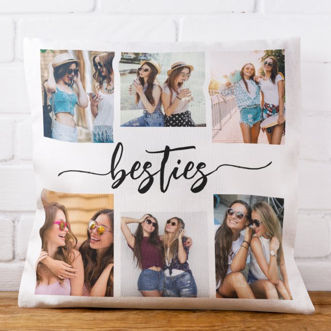 Besties Friends 6 Photo Collage Keepsake Throw Pillow (Creator Uploaded)