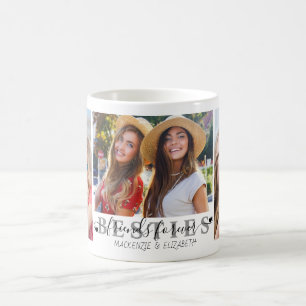 BESTIES Friends Forever Script 3 Photo Personalize Coffee Mug