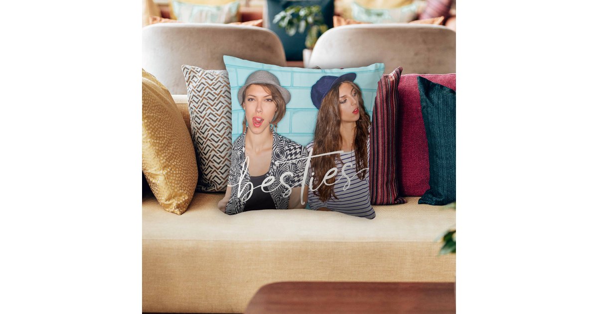 Besties Friends Modern Chic Calligraphy Script Throw Pillow | Zazzle