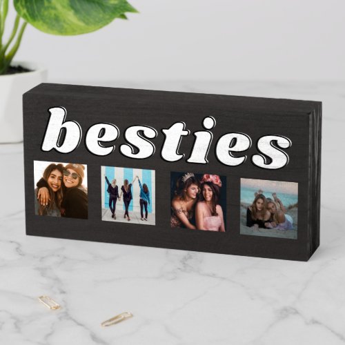 Besties Friendship Best Friend Photo Collage Wooden Box Sign