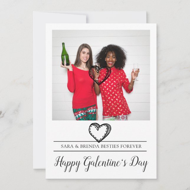 Besties Galentine's Day  Holiday Card (Front)